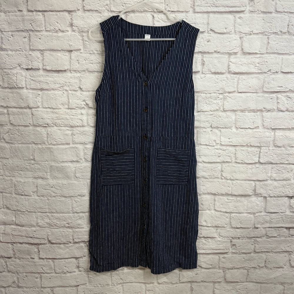 Old Navy Women’s large Striped Linen Blend Sleeveless Button Sheath Dress Boho